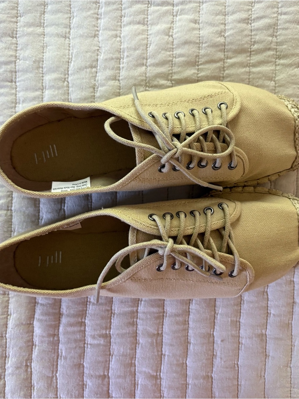 J. Jill Beige Canvas Espadrille-Style Lace-Up Flats NWOT Size 9